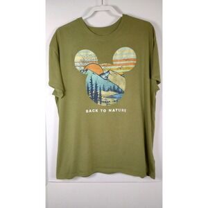 Disney Mickey Mouse Back to Nature Short Sleeve T-Shirt Unisex XL Green Cotton